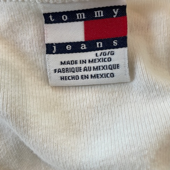 Vtg Tommy jeans Girl top Hilfiger White long sleeve shirt embellished jersey L - Picture 6 of 8